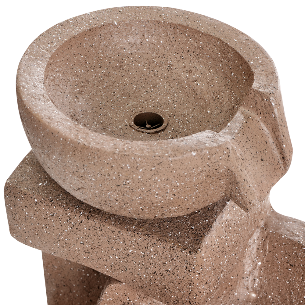 Fontana da giardino in resina marrone chiaro per esterni, design moderno