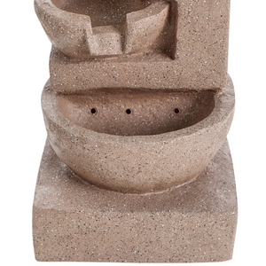 Fontana da giardino in resina marrone chiaro per esterni, design moderno