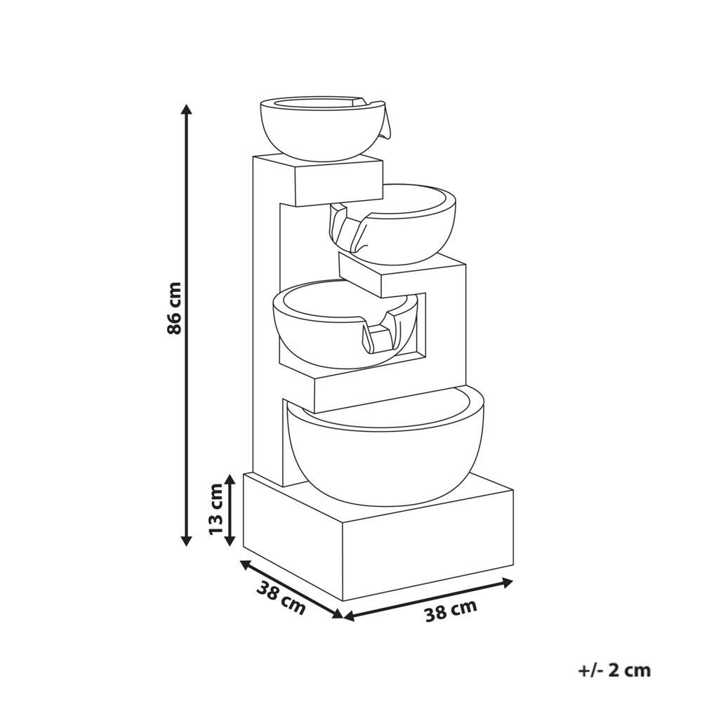 Fontana da giardino in resina marrone chiaro per esterni, design moderno