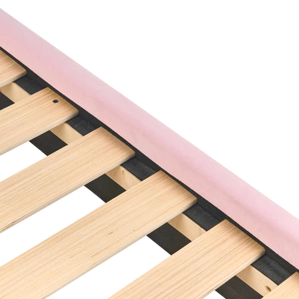 Letto moderno in velluto per bambini con base a doghe rosa Singolo Camera da Letto Bambini