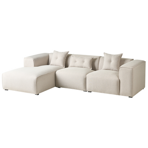 Divano Angolare color Beige chiaro 3 Posti Cuscini Extra stile moderno soggiorno