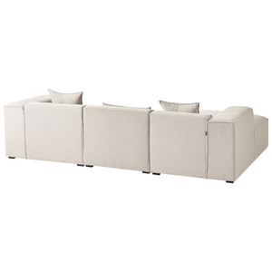 Divano Angolare color Beige chiaro 3 Posti Cuscini Extra stile moderno soggiorno