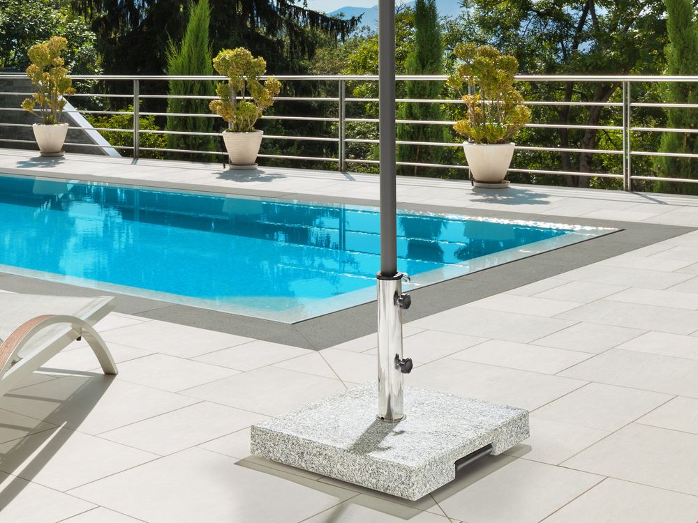 Base per ombrellone Grigio Granito Acciaio Inox 45 x 45 cm 30 kg Portaombrelli Quadrato per Esterni