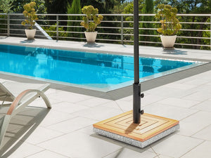 Ombrellone quadrato da giardino in legno base 45 x 45 cm Marrone balcone terrazzo elegante