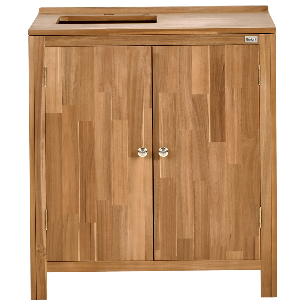 Mobile da cucina per esterni con lavello in legno d'acacia marrone e argento in acciaio inox 50 x 80 x 90 cm Cucina da giardino da pranzo