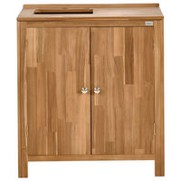 Mobile da cucina per esterni con lavello in legno d'acacia marrone e argento in acciaio inox 50 x 80 x 90 cm Cucina da giardino da pranzo