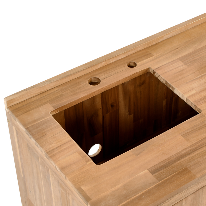 Mobile da cucina per esterni con lavello in legno d'acacia marrone e argento in acciaio inox 50 x 80 x 90 cm Cucina da giardino da pranzo