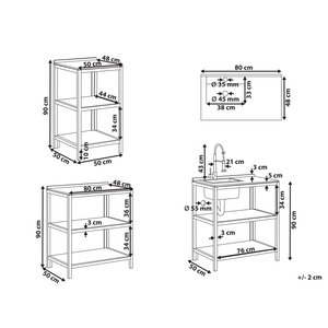 Set da cucina per esterni con lavello e rubinetto Legno di acacia marrone e nero Unità di scaffali in acciaio inox