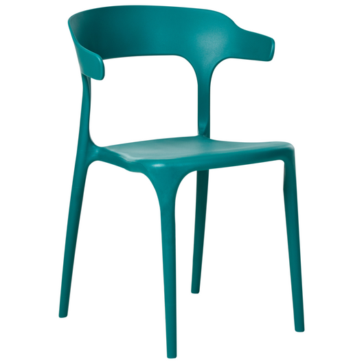 Set di 4 sedie da giardino Teal in polipropilene leggero e resistente agli agenti atmosferici in plastica per interni e per esterni.