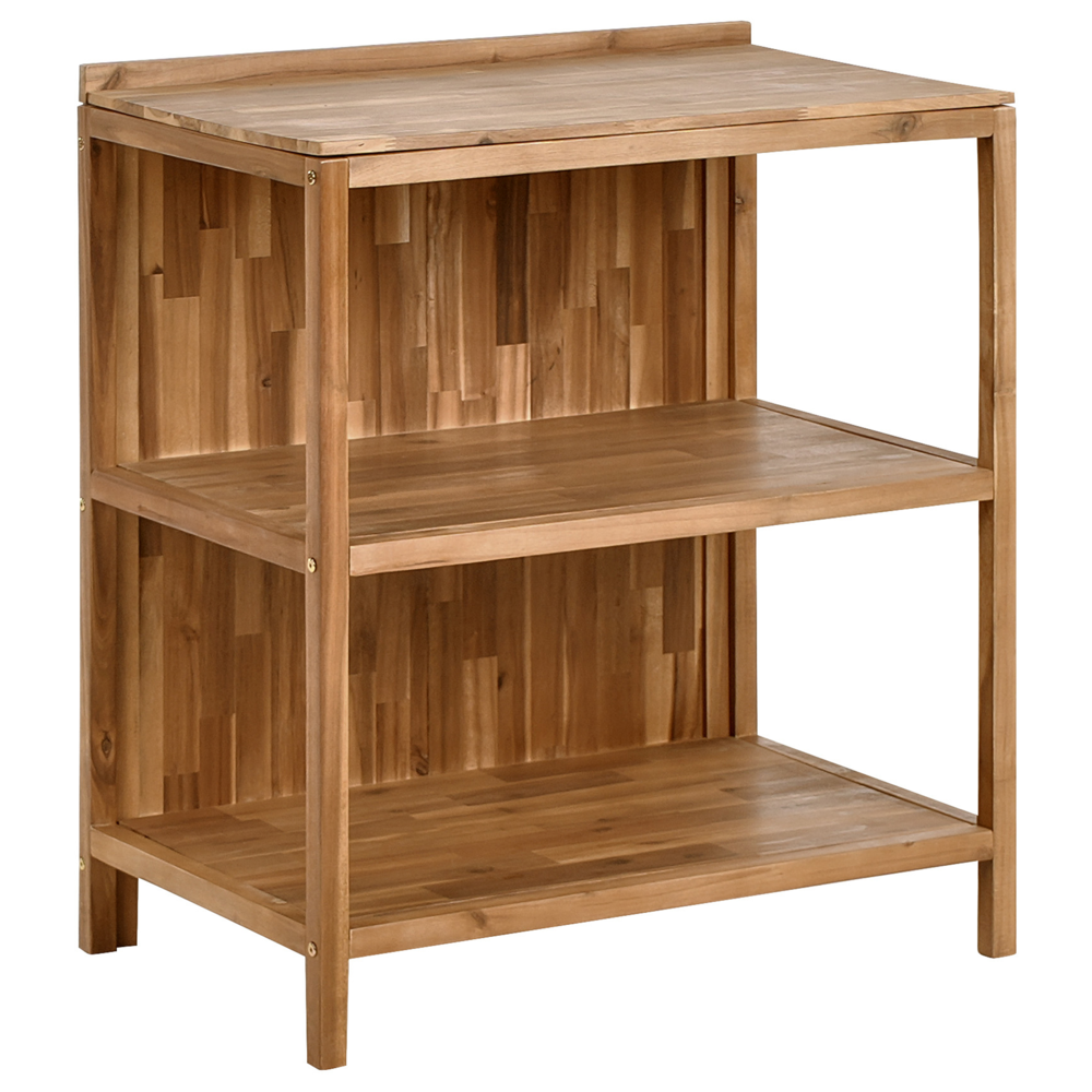 Set da cucina per esterni con lavello e rubinetto Legno di acacia marrone e argento Unità di scaffali in acciaio inox con piano Cucina da giardino da pranzo