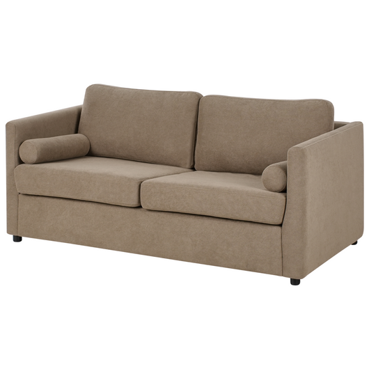 Divano letto in tessuto marrone 2 posti con struttura pieghevole e materasso