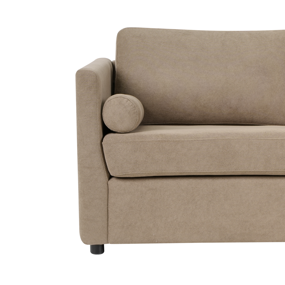 Divano letto in tessuto marrone 2 posti con struttura pieghevole e materasso