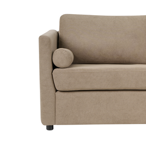 Divano letto in tessuto marrone 2 posti con struttura pieghevole e materasso