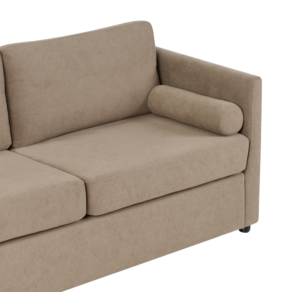 Divano letto in tessuto marrone 2 posti con struttura pieghevole e materasso