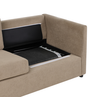 Divano letto in tessuto marrone 2 posti con struttura pieghevole e materasso