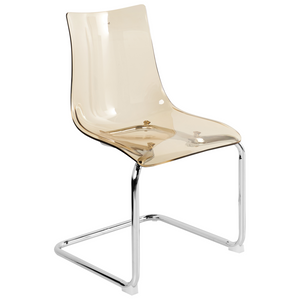 Set di 2 sedie da pranzo con seduta in plastica arancione trasparente a sbalzo stile moderno