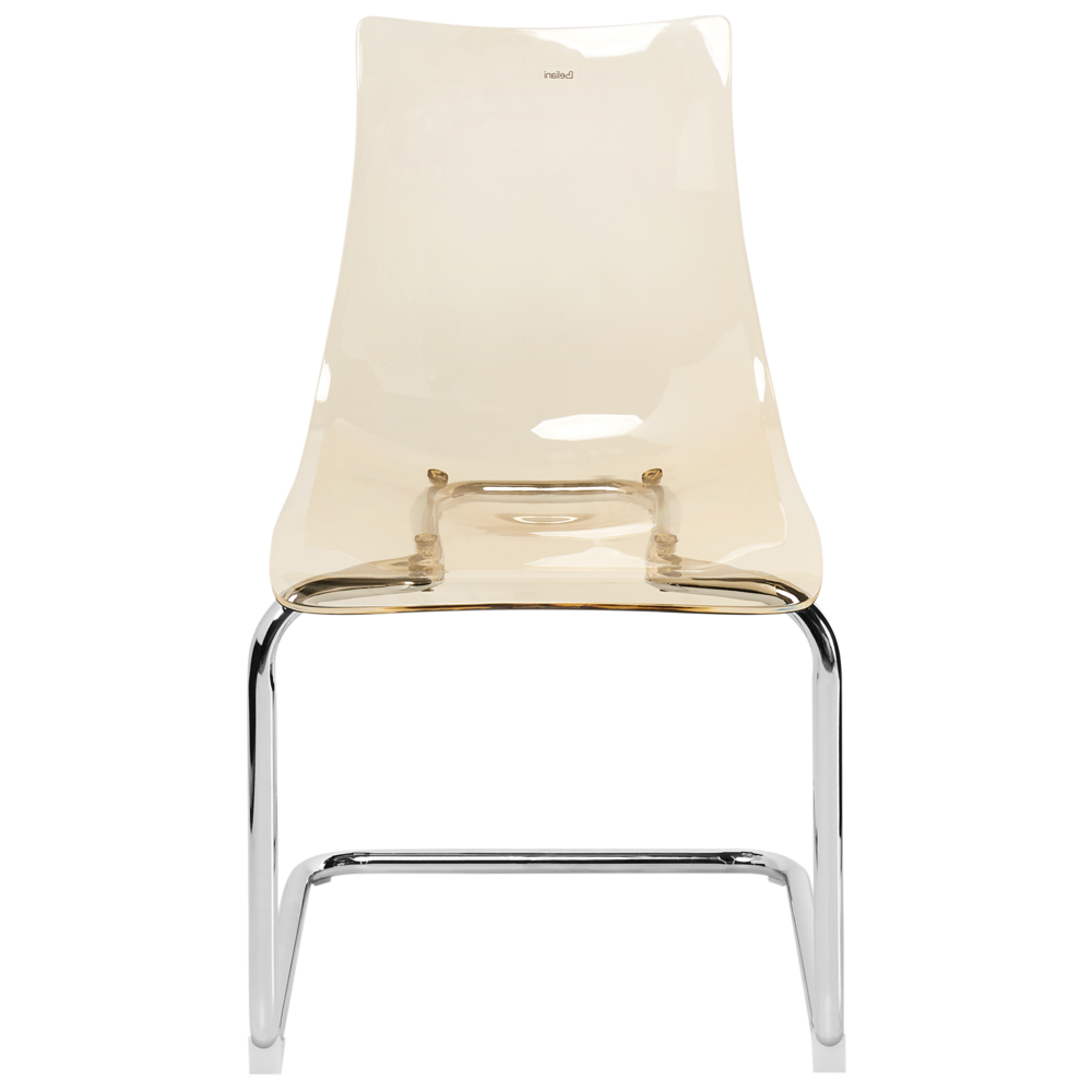 Set di 2 sedie da pranzo con seduta in plastica arancione trasparente a sbalzo stile moderno