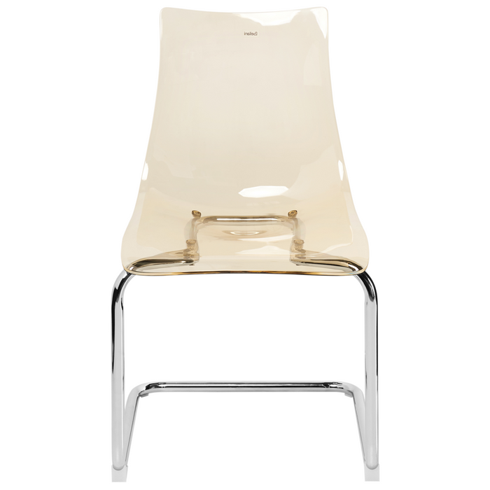 Set di 2 sedie da pranzo con seduta in plastica arancione trasparente a sbalzo stile moderno