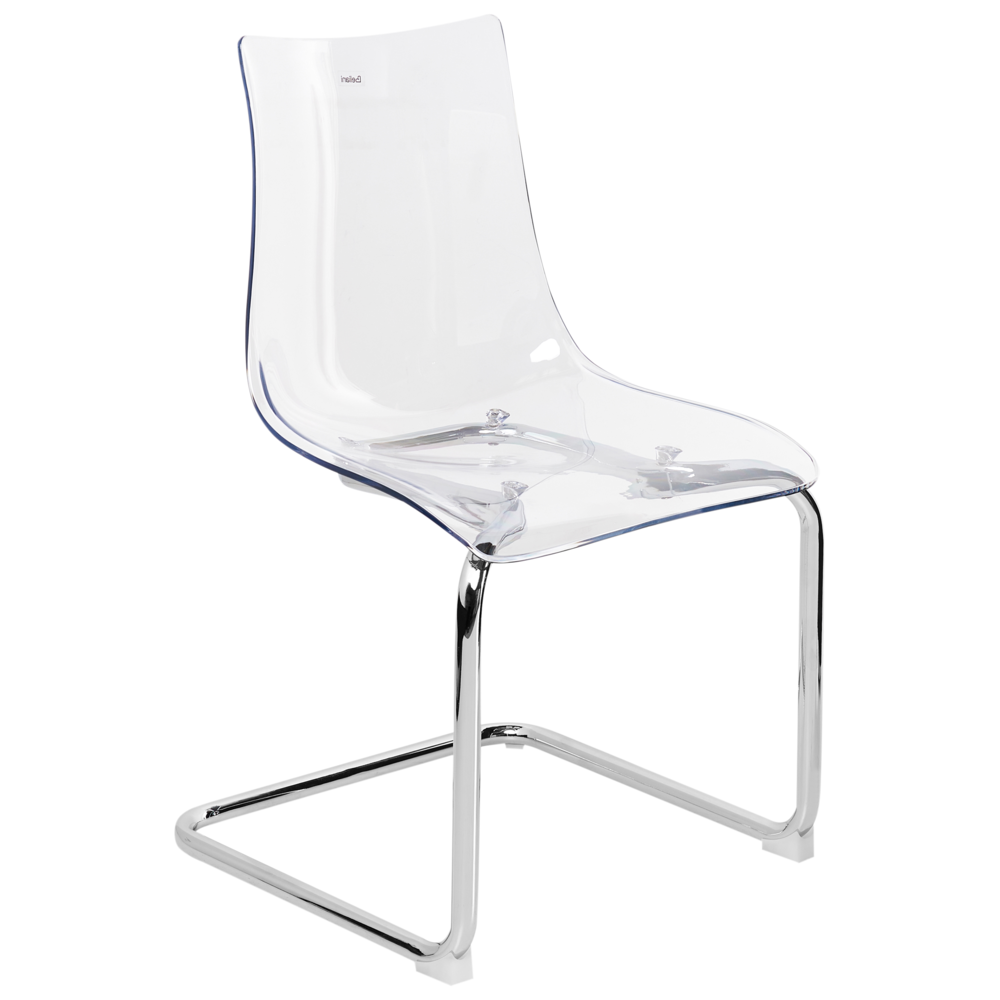 Set di 2 sedie da pranzo con seduta in plastica trasparente a sbalzo stile moderno