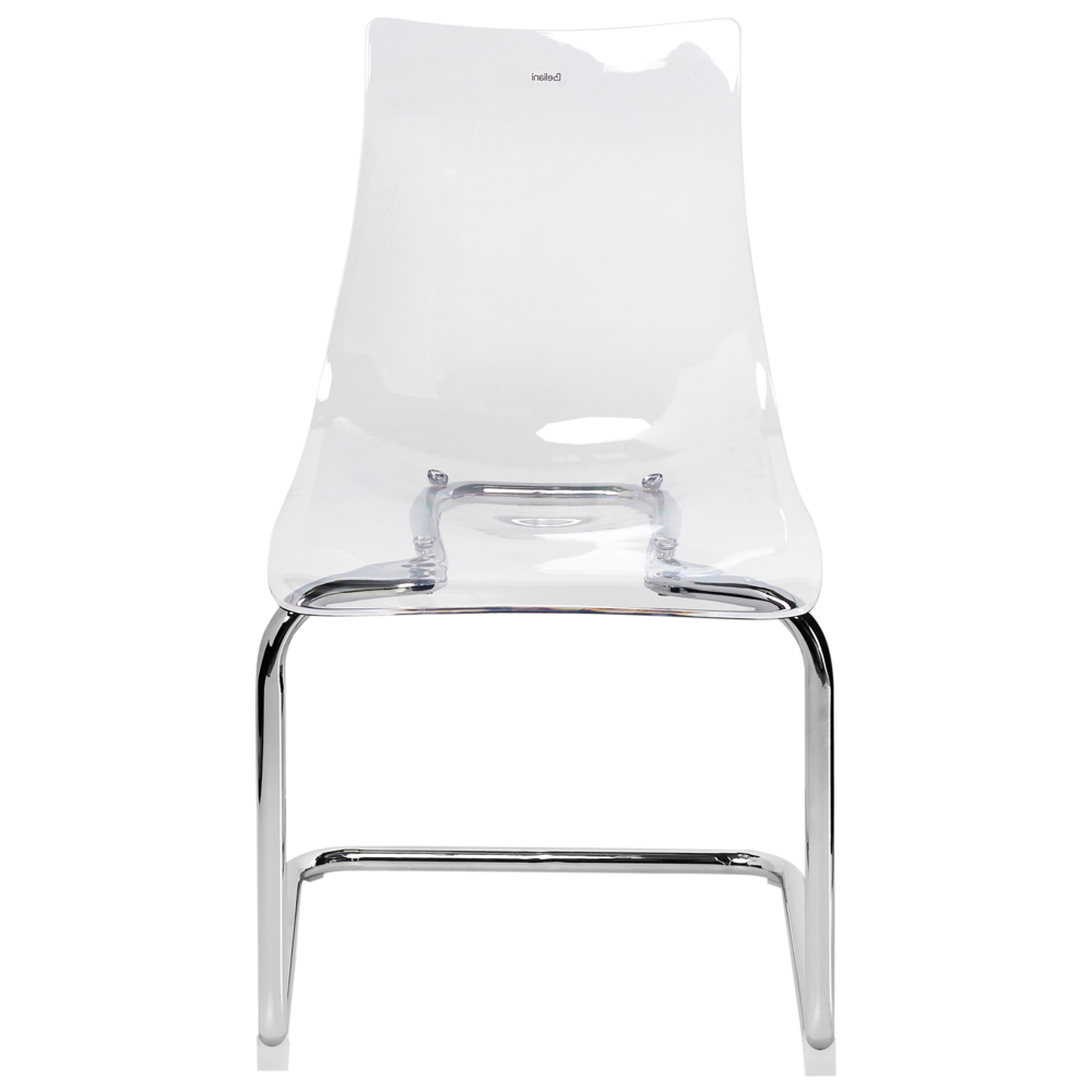 Set di 2 sedie da pranzo con seduta in plastica trasparente a sbalzo stile moderno