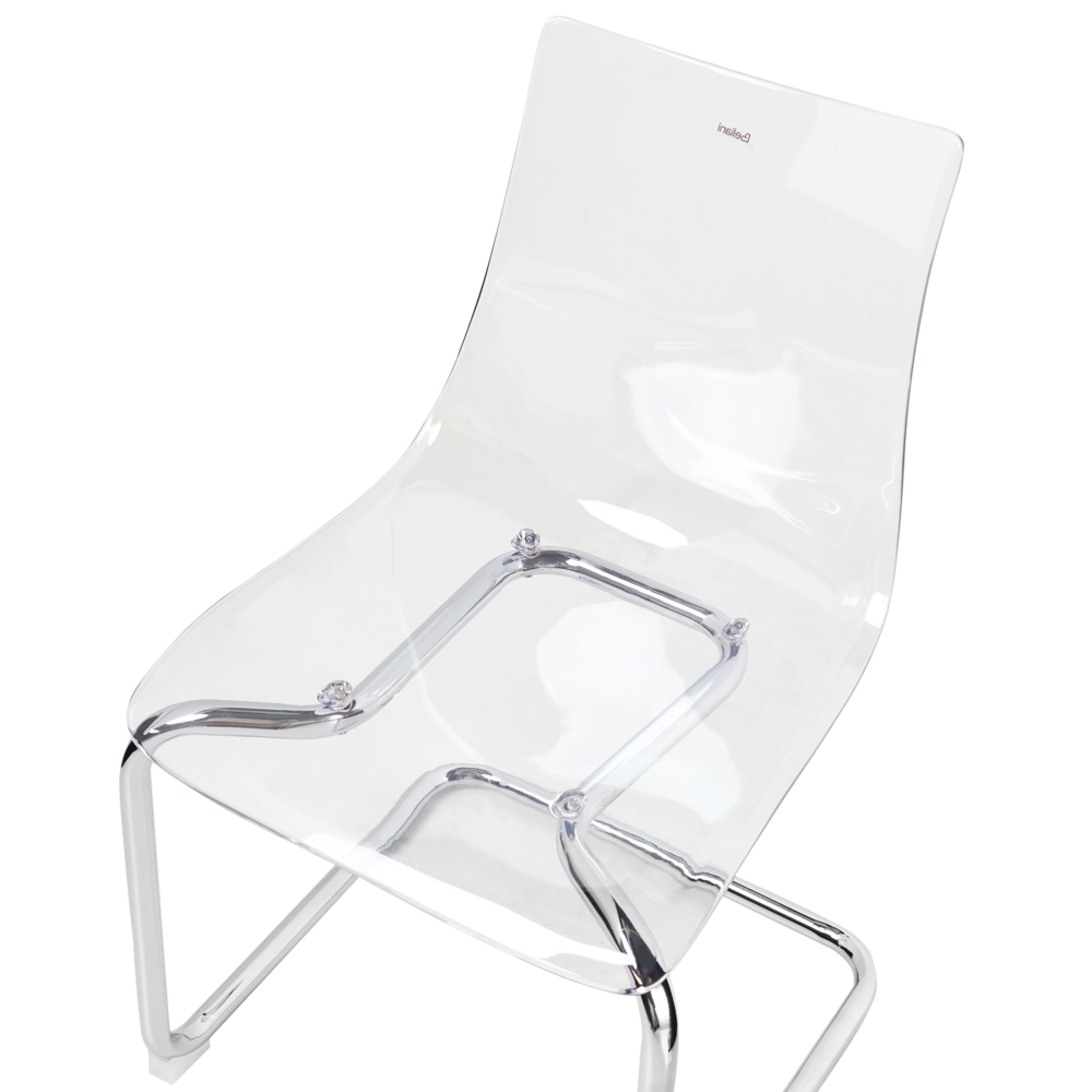 Set di 2 sedie da pranzo con seduta in plastica trasparente a sbalzo stile moderno