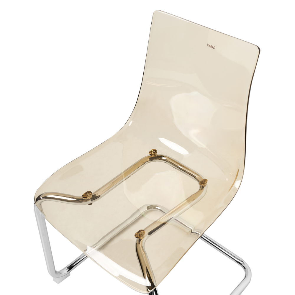 Set di 2 sedie da pranzo con seduta in plastica arancione trasparente a sbalzo stile moderno