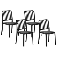 Set di 4 sedie da giardino in plastica nera impilabili, leggere e resistenti alle intemperie per interni ed esterni