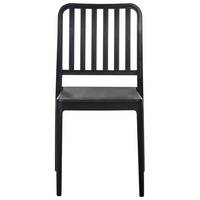 Set di 4 sedie da giardino in plastica nera impilabili, leggere e resistenti alle intemperie per interni ed esterni