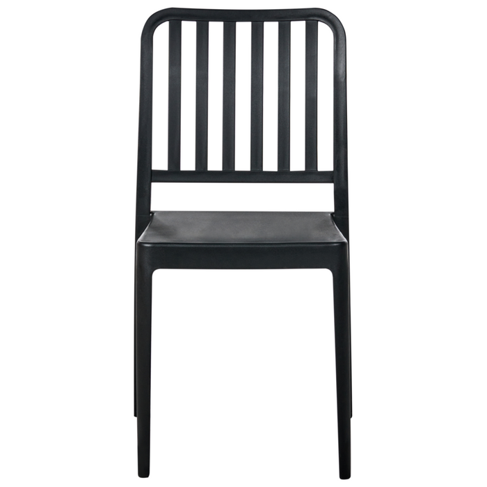 Set di 4 sedie da giardino in plastica nera impilabili, leggere e resistenti alle intemperie per interni ed esterni