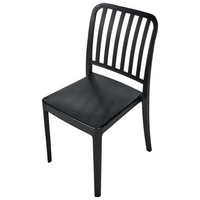 Set di 4 sedie da giardino in plastica nera impilabili, leggere e resistenti alle intemperie per interni ed esterni