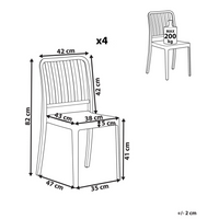 Set di 4 sedie da giardino in plastica nera impilabili, leggere e resistenti alle intemperie per interni ed esterni