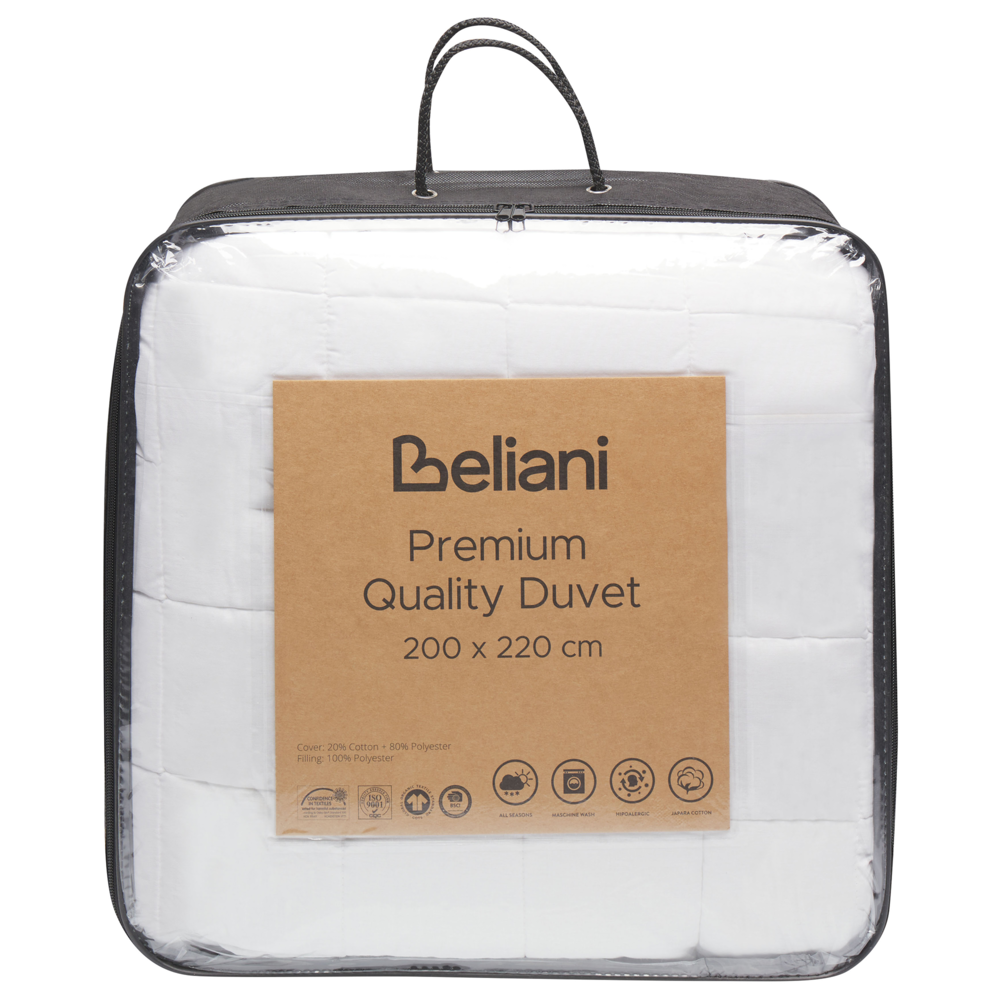 Piumino in misto poliestere bianco matrimoniale 200 x 220 cm imbottitura leggera trapuntata