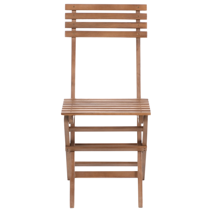 Set da bistrot 3 pezzi marrone in acacia massiccia certificata 2 sedie e tavolo da tè pieghevole a doghe