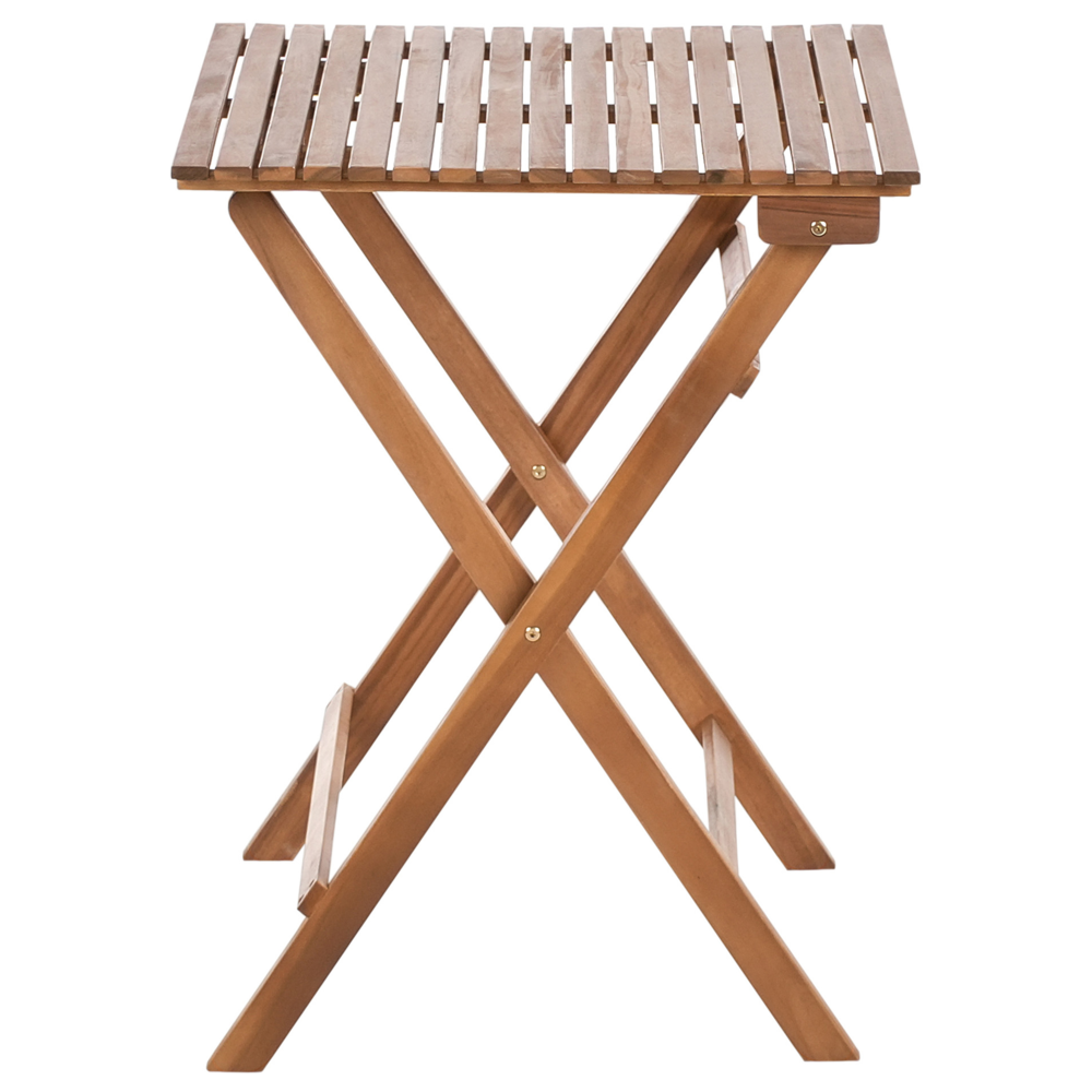 Set da bistrot 3 pezzi marrone in acacia massiccia certificata 2 sedie e tavolo da tè pieghevole a doghe