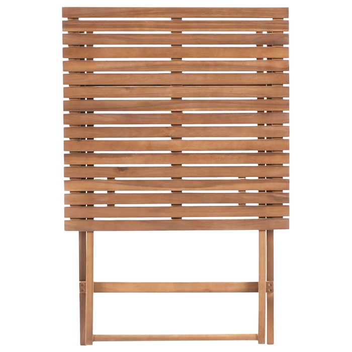 Set da bistrot 3 pezzi marrone in acacia massiccia certificata 2 sedie e tavolo da tè pieghevole a doghe