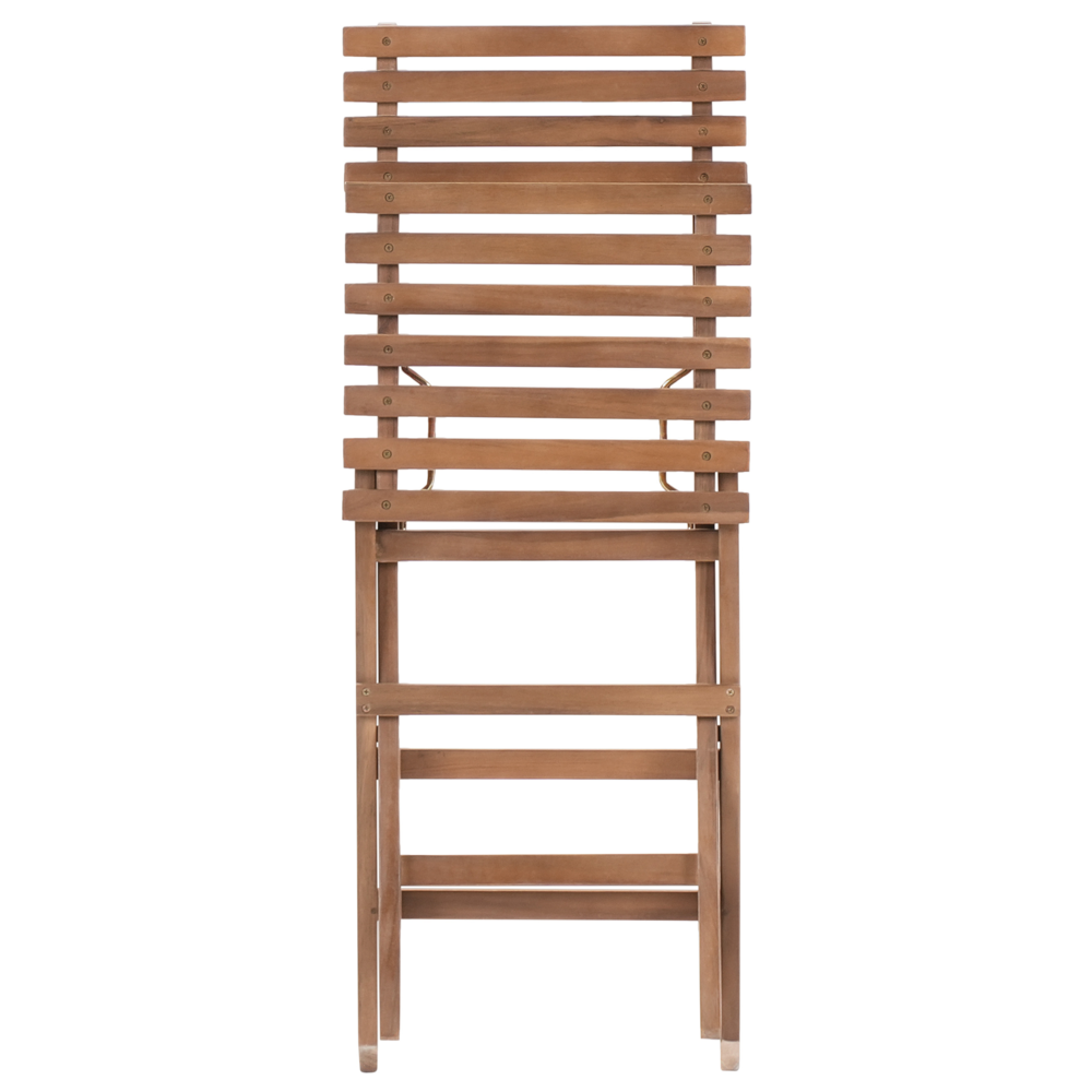 Set da bistrot 3 pezzi marrone in acacia massiccia certificata 2 sedie e tavolo da tè pieghevole a doghe