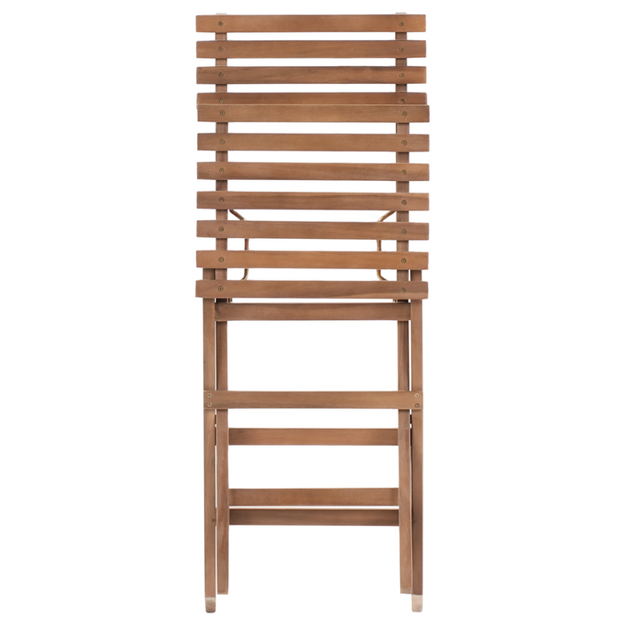 Set da bistrot 3 pezzi marrone in acacia massiccia certificata 2 sedie e tavolo da tè pieghevole a doghe