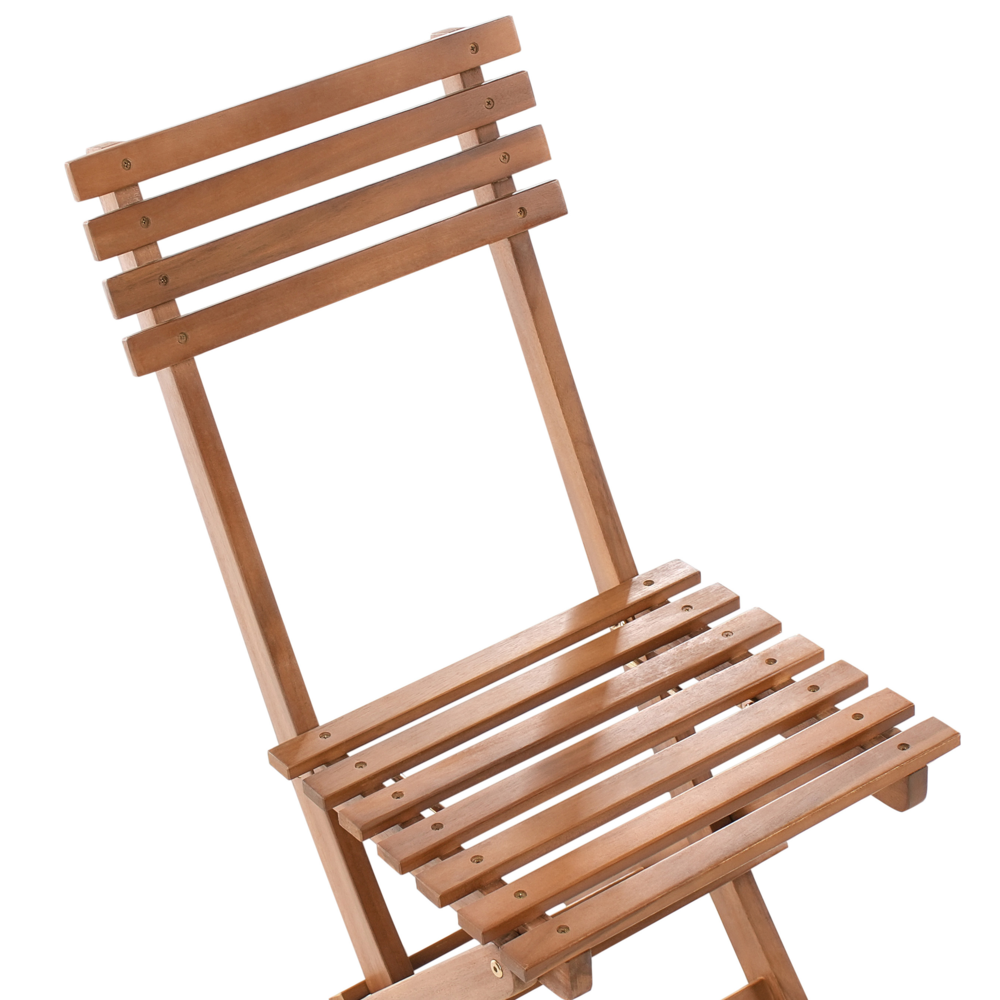 Set da bistrot 3 pezzi marrone in acacia massiccia certificata 2 sedie e tavolo da tè pieghevole a doghe