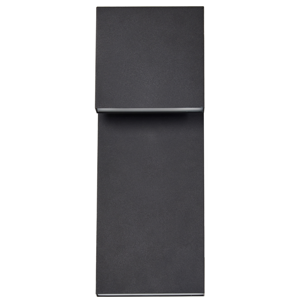 Lampada da parete LED da esterno, applique nera in metallo e vetro opaco, design moderno per patio e giardino