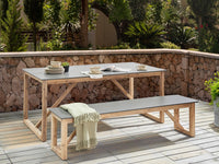 Tavolo da pranzo da giardino Piano in cemento Gambe in legno di acacia 180 x 90 cm Grigio per 6 persone