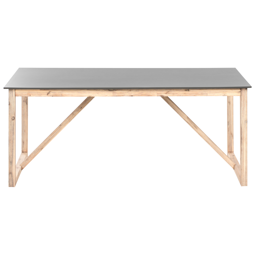 Tavolo da pranzo da giardino Piano in cemento Gambe in legno di acacia 180 x 90 cm Grigio per 6 persone