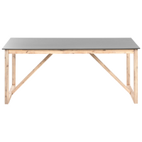 Tavolo da pranzo da giardino Piano in cemento Gambe in legno di acacia 180 x 90 cm Grigio per 6 persone