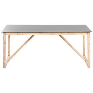 Tavolo da pranzo da giardino Piano in cemento Gambe in legno di acacia 180 x 90 cm Grigio per 6 persone