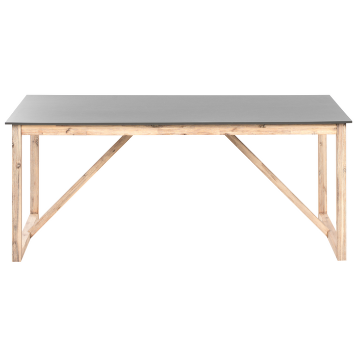 Tavolo da pranzo da giardino Piano in cemento Gambe in legno di acacia 180 x 90 cm Grigio per 6 persone