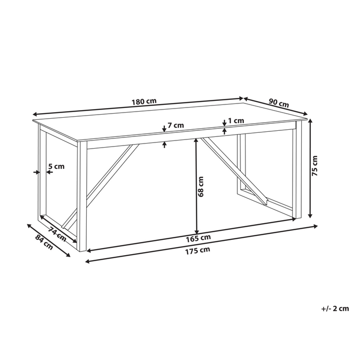 Tavolo da pranzo da giardino Piano in cemento Gambe in legno di acacia 180 x 90 cm Grigio per 6 persone