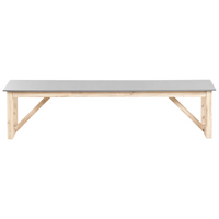 Panchina da giardino per esterni Piano in cemento Gambe in legno d'acacia Capacità 3 persone Grigio