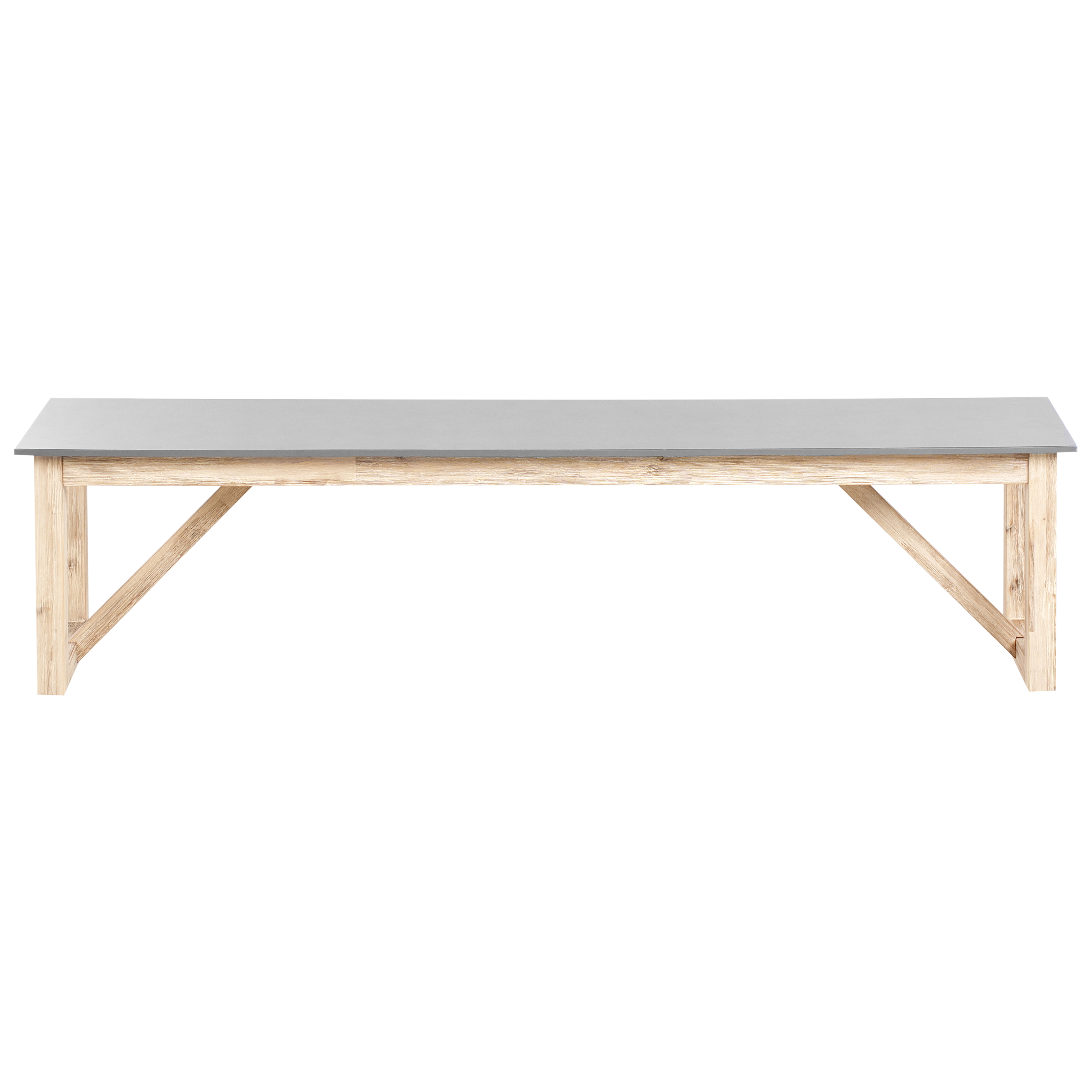 Panchina da giardino per esterni Piano in cemento Gambe in legno d'acacia Capacità 3 persone Grigio