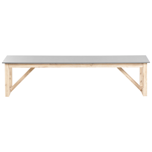 Panchina da giardino per esterni Piano in cemento Gambe in legno d'acacia Capacità 3 persone Grigio