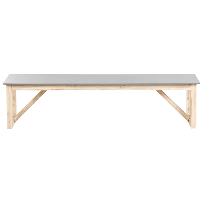 Panchina da giardino per esterni Piano in cemento Gambe in legno d'acacia Capacità 3 persone Grigio