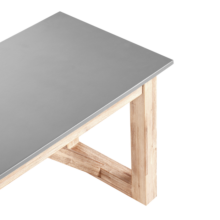 Panchina da giardino per esterni Piano in cemento Gambe in legno d'acacia Capacità 3 persone Grigio